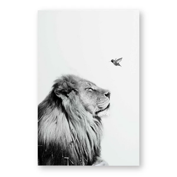 Черный и белый лев постеры и принты на стену искусство холст живопись дикие животные Лев настенные картины детский художественный Декор - Цвет: PH723