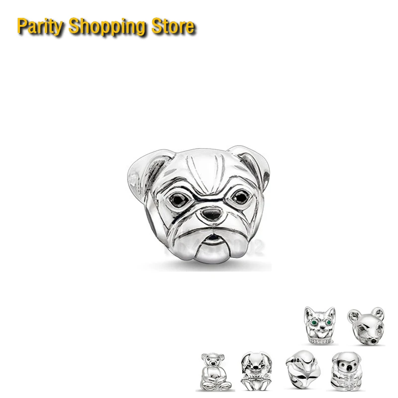 

ET1160 "Pug" Cat"Mouse"Teddy Bear"rabbit" dolphin"koalabear" Bead new Ts Charm Gift Jewelry silver-plated - fashion accessories