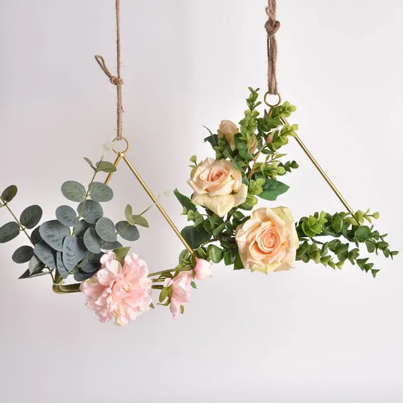 

Wrought Iron Artificial Flowers Wreaths Wall Hanging Decoration Artificial Garland For Wedding Home Party Door Decoration