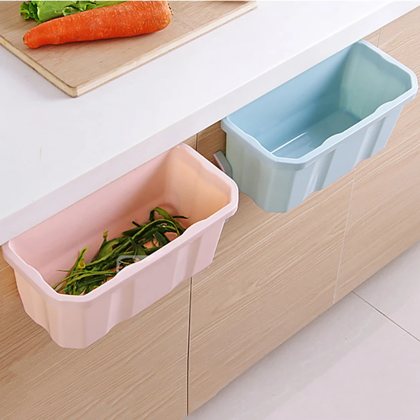 

1PC Hanging Standing Kitchen Waste Bin Hanged Cupboard Door PP Simple Garbage Bin Dustbin Scrap Storage Box Waste Storage Bin