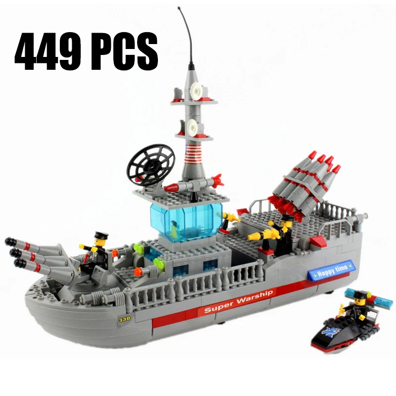 

Very Large Military Warships Building Blocks 449 Pcs Bricks Educational Toys Model Building Kits DIY Marines Block Children Gift