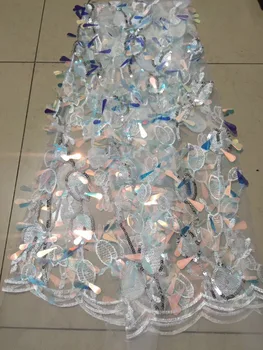 

High Quality Hand Embroidery African Nigerian Guipure Lace Fabric French Net Tulle Lace Fabric white sequins For party Dress