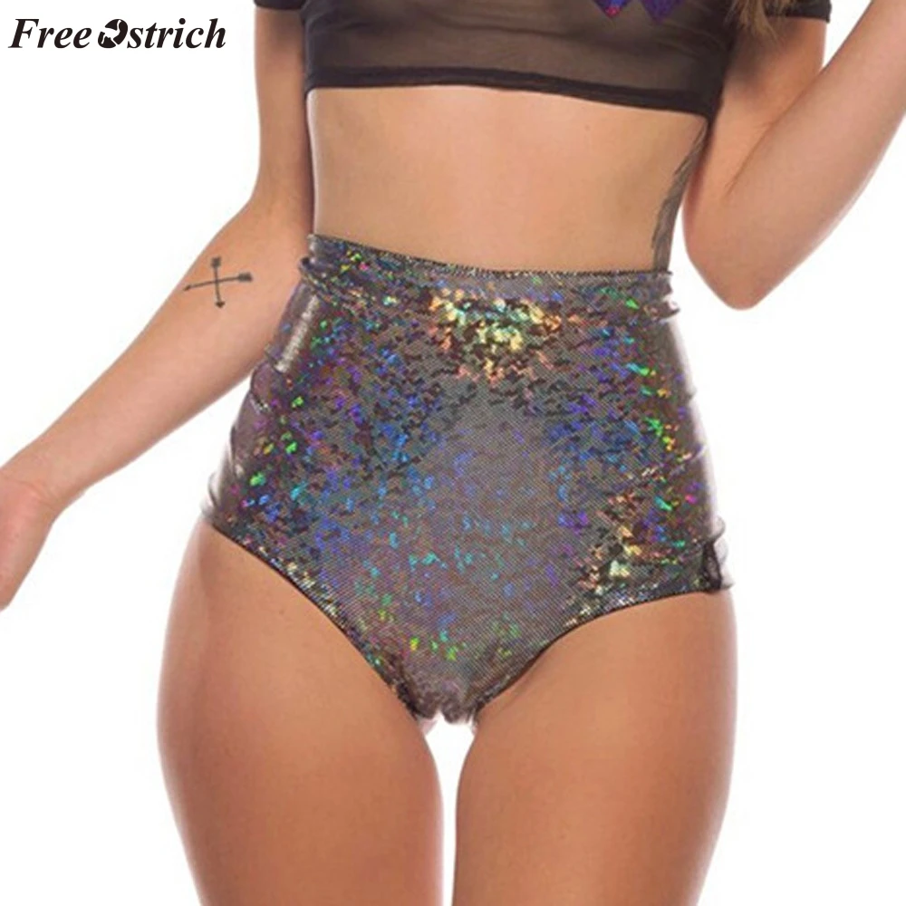 

FREE OSTRICH Shorts Women Club Rainbow Print Sport Elastic Sexy Bandage denim shorts womens summer shorty femme sexy Shorts