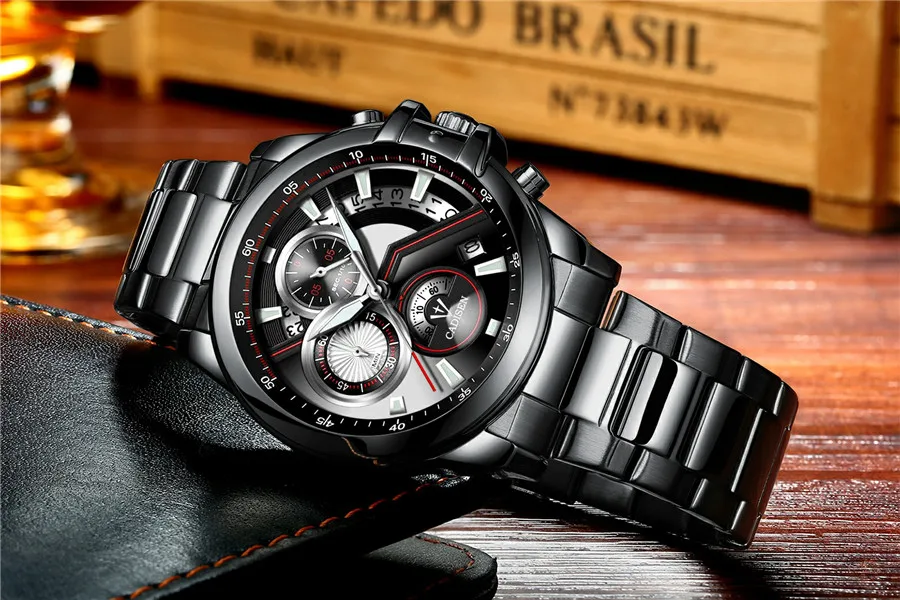 أعلى الفاخرة ساعات رجالي ماركات الأزياء ساعة كورتز العارضة رجل للماء الرياضة العسكرية الفولاذ المقاوم للصدأ المعصم الساعات