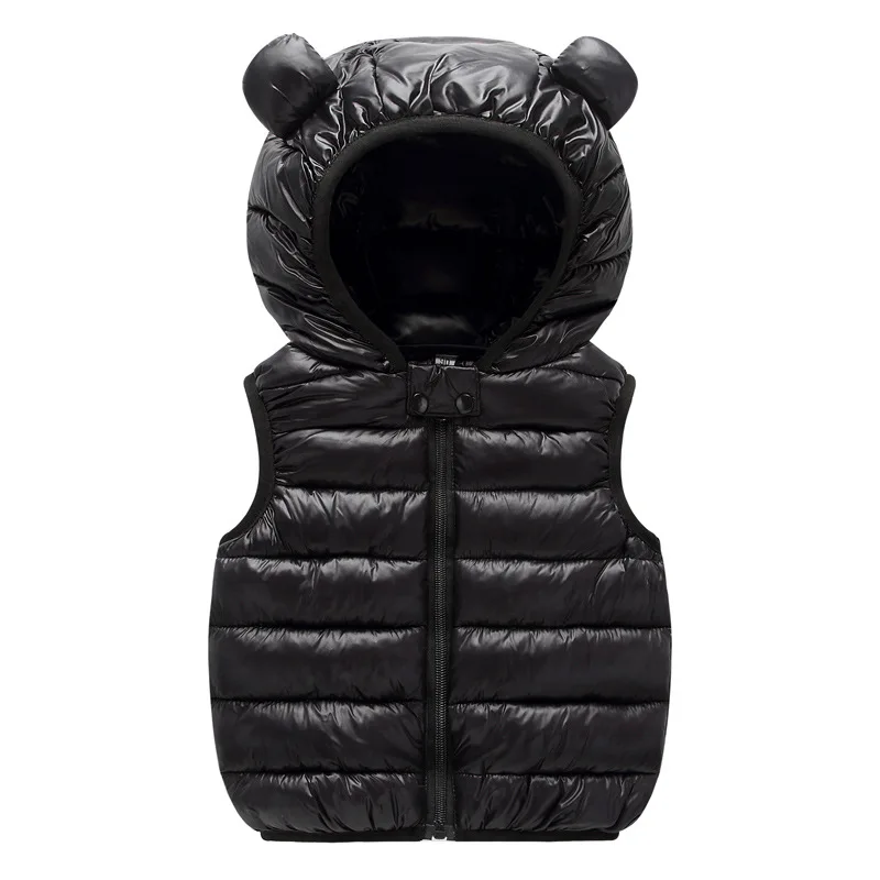 Жилет для мальчиков детская зимняя одежда для маленьких девочек детские куртки Теплый жилет для малышей - Цвет: Черный