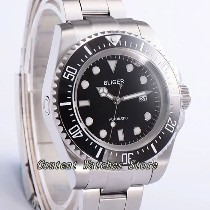 

43mm Bliger Date SS. Case Ceramic Bezel Luminous Automatic Mechanical Men's Watch
