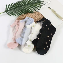 5 пар/партия, женские милые маленькие цветочные хлопковые прозрачные тонкие носки до лодыжки, женские японские носки для отдыха, Meias Calcetines Mujer