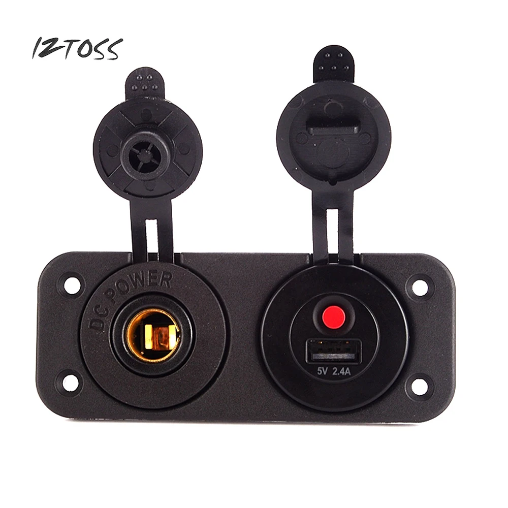 ZTOSS Dual USB 5V 2.4A Motorcycle Car Charger Power Adapter Switch