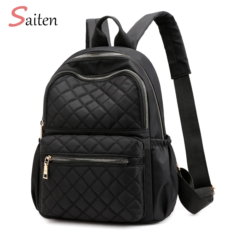 

Women's Waterproof Nylon Backpacks Multi-function Diamond lattice Bags High capacity Solid Backpacks For Girls Mochilas Feminina