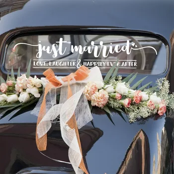 

New Arrival Wedding Decal Just Married - Love, laughter & happily ever after - Creative Wedding Car Decals Decor Stickers LC1276
