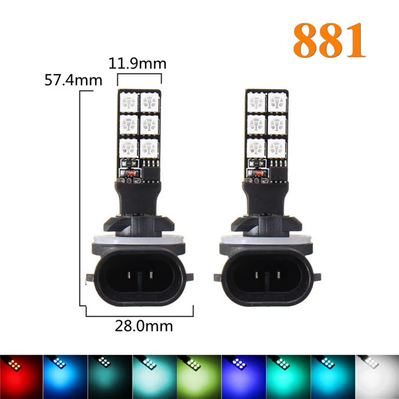 2X H1 H3 RGB беспроводной 5050 управление 12 SMD стробоскоп Led украшение DRL противотуманный светильник лампы Парковка дневные ходовые резервные лампы дистанционного управления - Испускаемый цвет: Синий