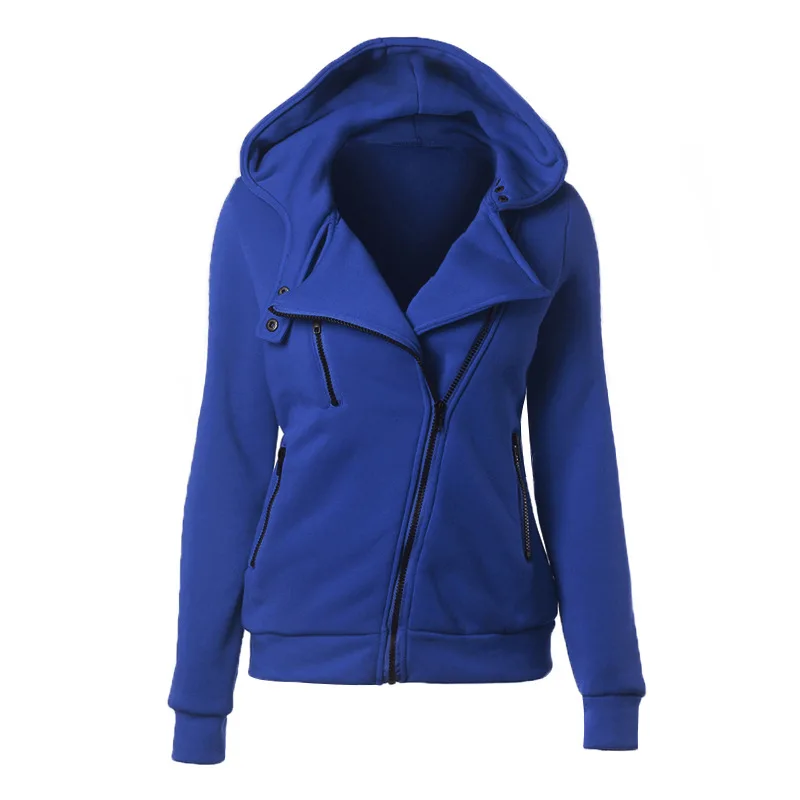 Женская хлопковая верхняя одежда, толстовка с капюшоном, на молнии, плюс бархат, уплотненное теплое пальто, Осень-зима, новинка, 12 цветов, женская верхняя одежда - Цвет: royal blue