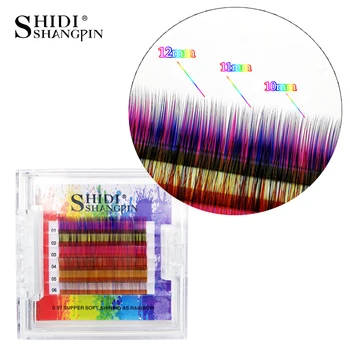 

SHIDISHANGPIN 6 Rows C Curl 0.07mm Mixed Rainbow Colored Individual Mink Eyelashes Extension False Eyelashes Lashes Makeup Cilia