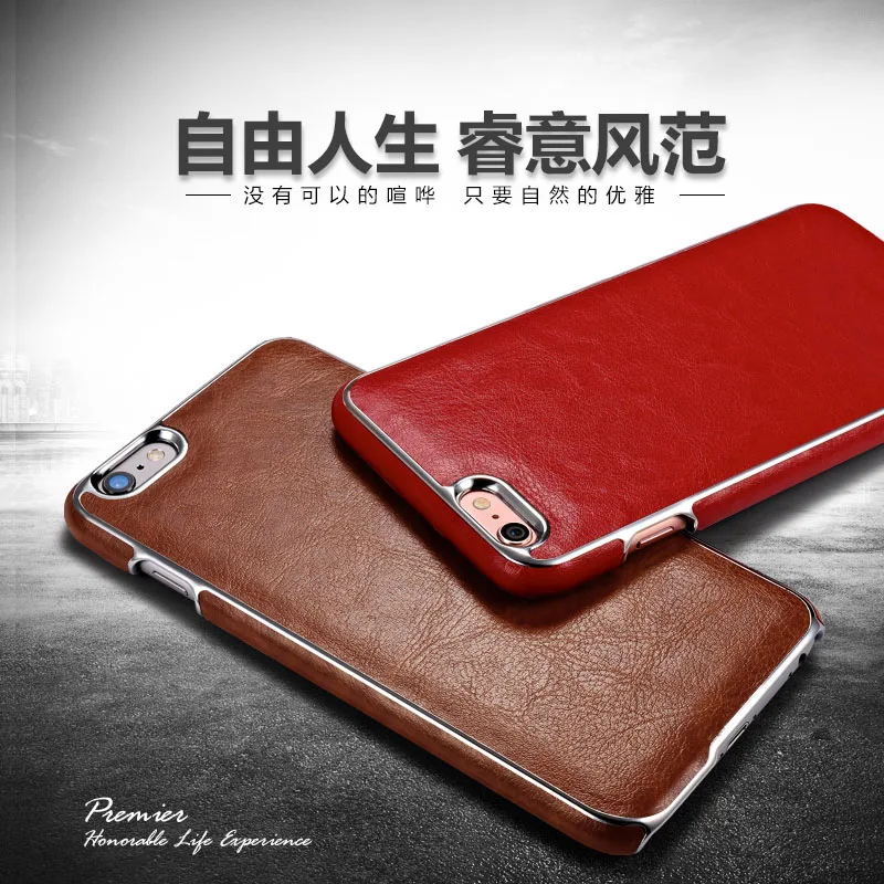 

4 Colors New for iphone 6 6s 4.7'' Case 100% Original icarer Brand Leather + Electroplating Metal Back Phone Cover for iphone6