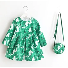 2017 automne Bébé fille avec manches longues robe Marque floral imprimer vêtements de Fille douce et belle Robe + sac vêtements tb001