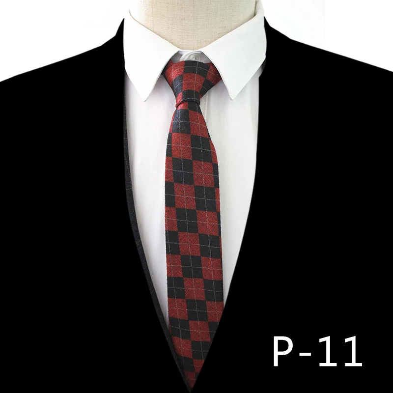 Модный мужской шерстяной хлопковый Полосатый Узкий галстук 6 см, Узкий Тонкий галстук для мужчин, повседневные Свадебные деловые галстуки gravatas - Color: P-11