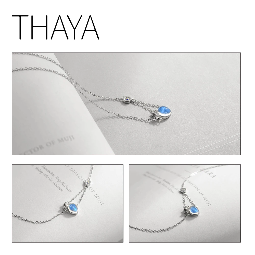 Thaya, оригинальное ожерелье принцессы и рыцаря, натуральный лунный камень, форма капли воды, дизайн, Стерлинговое Серебро, для женщин, элегантный подарок