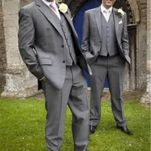 Смокинги для жениха с отворотом лучшие мужские серые костюмы жениха Мужские свадебные/Выпускные английские костюмы на заказ