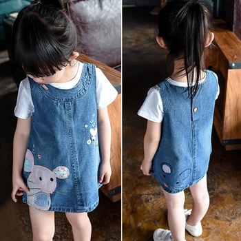 2019 Girls denim Vest Dress New Cute mouse Baby Kids Girls Toddler Denim Jeans Overalls Sleeveless Dress Clothes 2-6Y 5