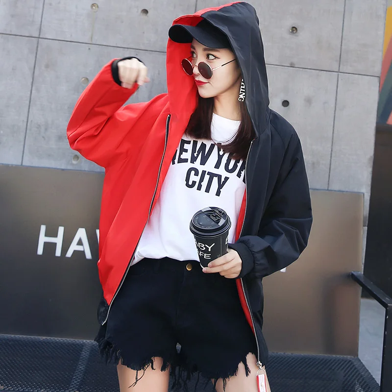 Jackets Women Hip Hop Loose Patchwork BF Harajuku Chic Zipper Basic Jacket Unisex Womens Daily All-match Korean Style Outerwear