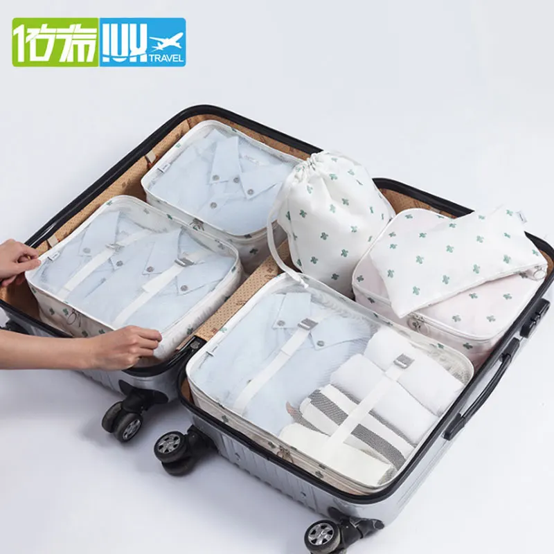 

IUX Oxford Packing Cube Travel Bag System Durable 6 Pieces One Set Large Capacity Of Unisex Clothing Sorting Organize Bag