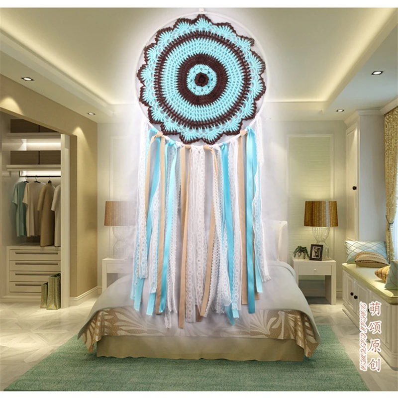 

Home Decorations Indian Dream Catcher DIY Handmade Large Circle Round Metal Ring Bedding Wall Hanging Feather Big Dream Catcher