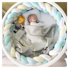 2M-3M Three-ply Woven Baby Bed Bumper for Newborn Knotted Braid Pillow Cushion Baby Crib Bumper Protector Room Cot Decor xisayababy nordic style baby bed bumper colorful baby pillow cushion baby bedding crib protector baby room decoration 200cm