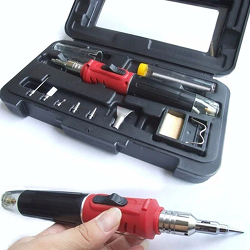 

10 in 1 Pro Butane Gas Soldering Iron Set Hot Welding Kit Torch 1300 Degree