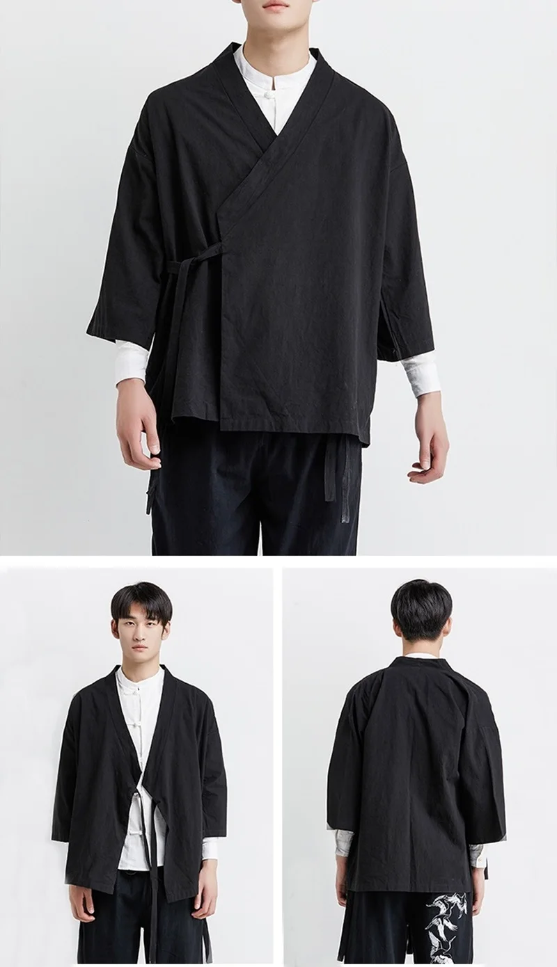 Японское кимоно кардиган для мужчин haori yukata мужской самурайский костюм одежда кимоно куртка мужская кимоно рубашка yukata haori KZ2033