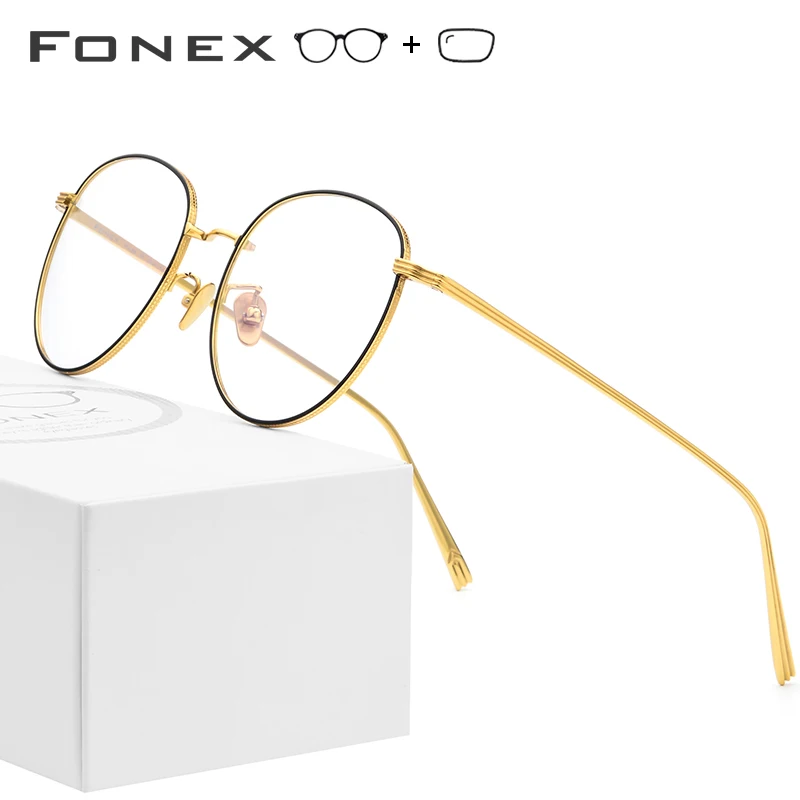 

Pure Titanium Prescription Glasses Frame Men Ultralight Retro Round Myopia Optical Eyeglasses Frame 2019 Women Rose Gold Eyewear