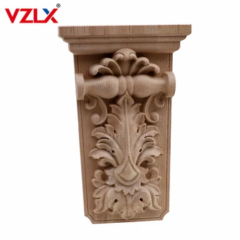 

VZLX HOT SALE Rubber Wood Oak Carved Corner Onlay Applique Furniture Vintage Home Decoration Accessories Door Decor DIY Figurine