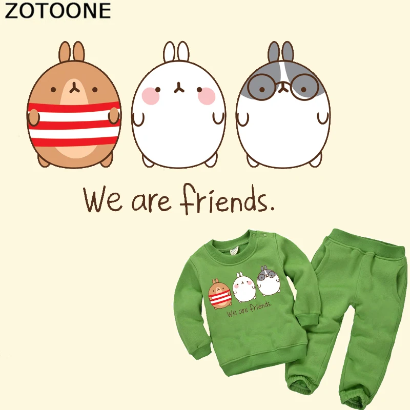

ZOTOONE Cartoon Rabbit Patch Iron on Transfer Applique Patches Accessory Heat Transfer Vinyl Stickers for Clothes DIY T-shirt