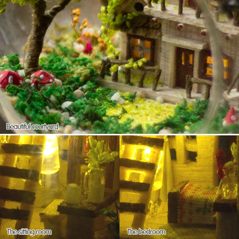 DIY Doll House Wodden Miniatura Doll Houses Furniture Kit Glass Cover Assemble Dollhouse Toys For Children Norwegian Tree House