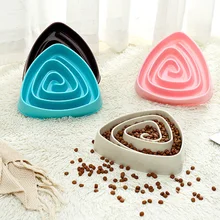 Пластиковая еда чаша для кормления питомца собаки медленное поедание тренировка треугольники чаши для щенка котенка домашних животных Избегайте дросселя Фидер домашние тренировочные тарелки