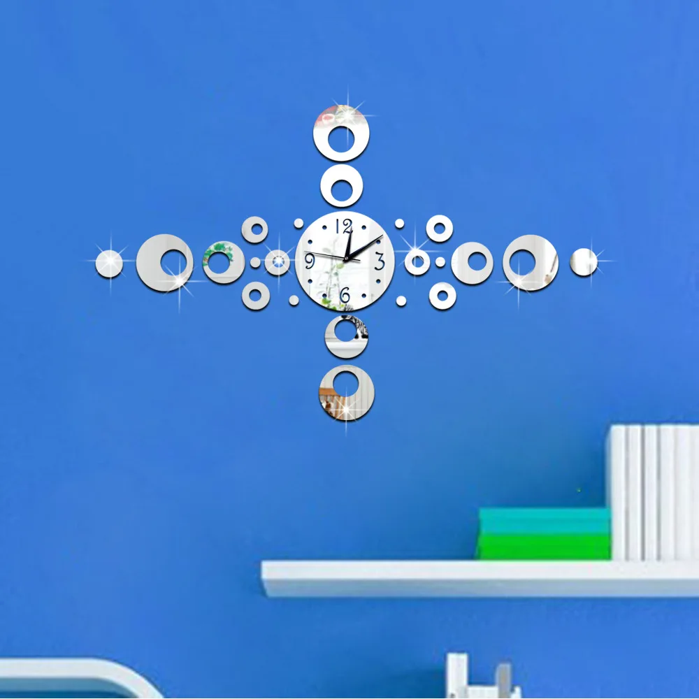 Digital Circle Mute Decorative mirror wall clock Waterproof Environmental protection bedroom Children's room foreign trade | Дом и сад