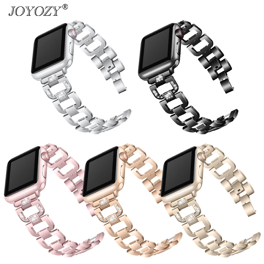 

Joyozy Stainless Steel Strap for Apple Watch Band Rhinestone Diamond Band 38mm 42mm Series 3 2 1 for Apple Watch 40mm 44mm