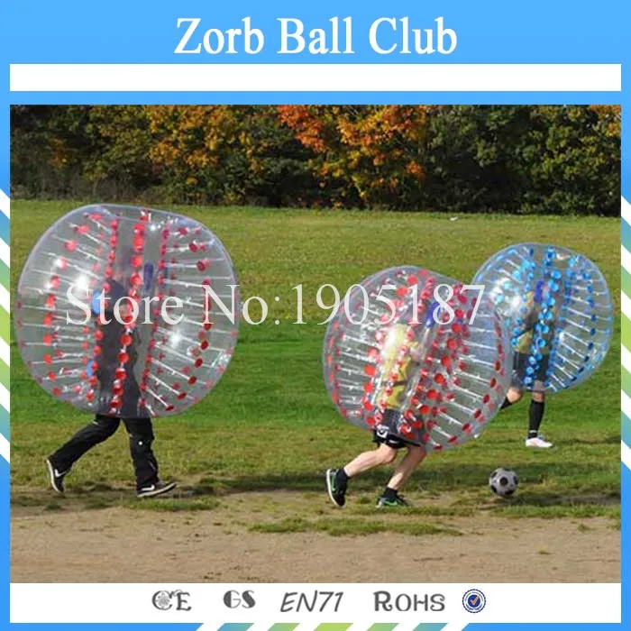 1,5 м диаметр 26 шт(13 красный+ 13 синий+ 2 насосы) 1,0 мм ТПУ человеческих пузырьки шарики, Zorb мяч, бамперные шары на продажу