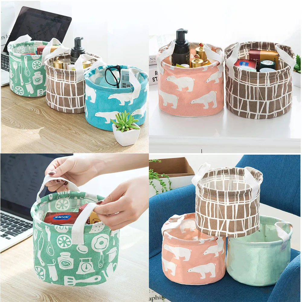 4Colors Fabric Folding Portable Desk Table Sundries Storage Box Basket