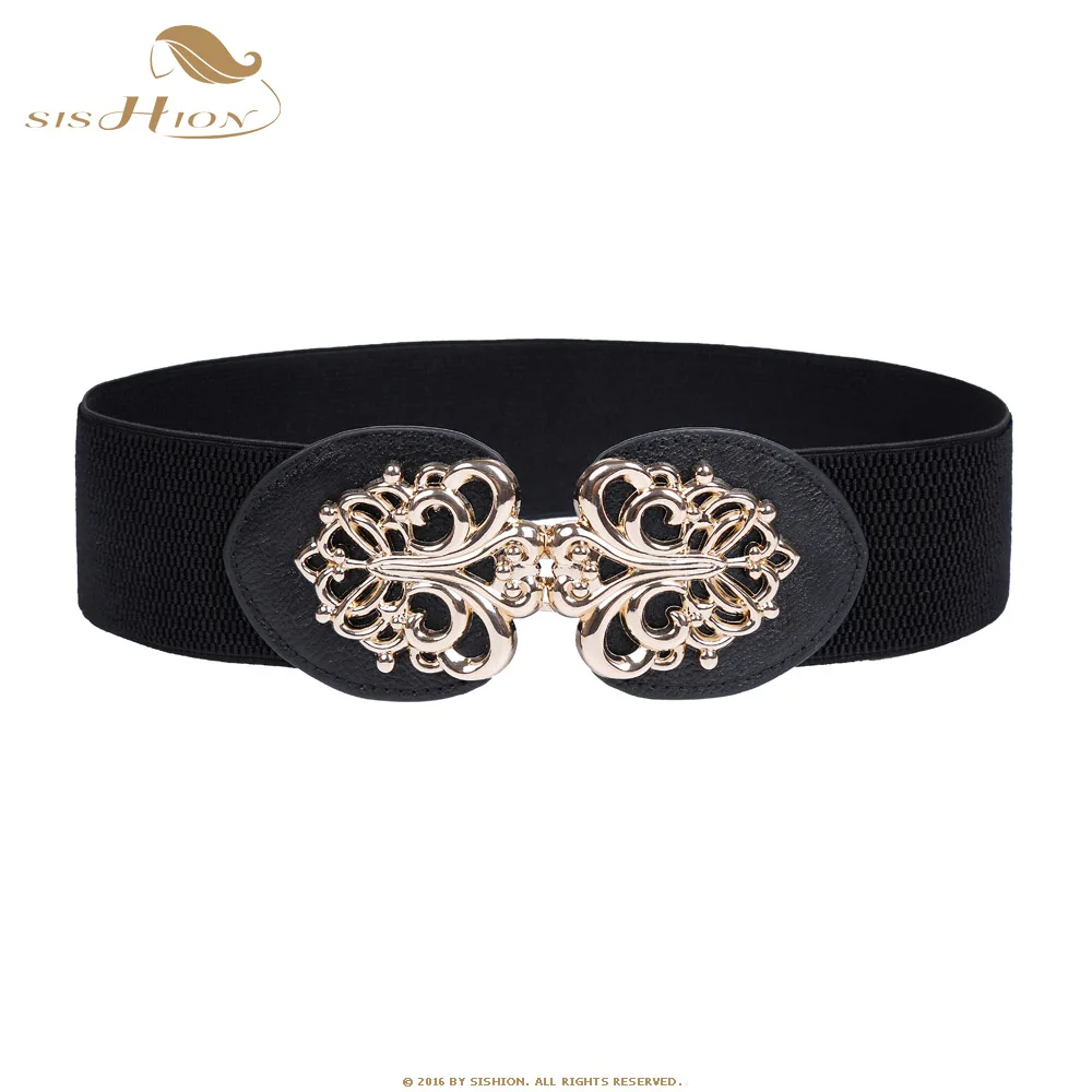SISHION Women Belts Luxury Ladies Girls Fashion Wide Metal Buckles