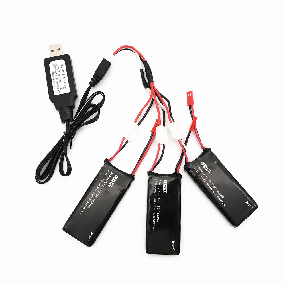 

Original Hubsan X4 H502S H502E 7.4V 610mAh lipo battery 15C 4.5WH battery With usb Charger Set For RC Quadcopter Drone Parts