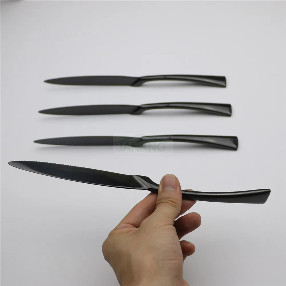 JANKNG 4 шт./лот роскошный черный обеденный кухонный нож набор прибор из нержавеющей стали нож набор посуды столовые приборы ножи для стейка набор
