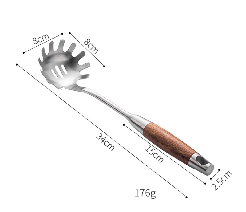 Премиум SUS 304+ деревянная ручка Паста Лапша вермичелли спагетти Совок вилка коготь термостойкая кухонная утварь