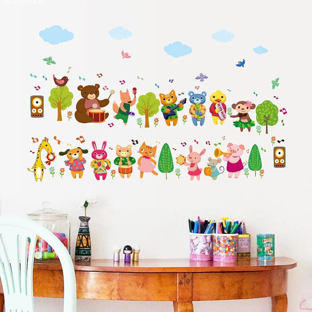 Cartoon Animal Band Children's Bedroom Wall Stickers Kindergarten Kids