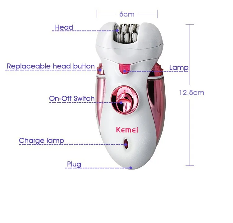 KEMEI 4 в 1 перезаряжаемая Женская бритва, Электрический эпилятор, педикюр, Машинка для удаления волос, удаление мозолей, средство для ухода за ногами, KM-253