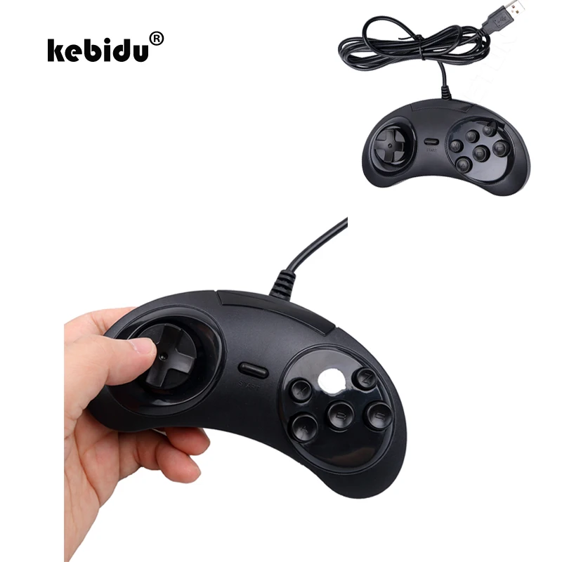 

kebidu Classic Gamepad USB Game Controller Wired 6 Buttons Joypad for SEGA Genesis For PC /MAC Mega Drive Gaming Joystick Holder