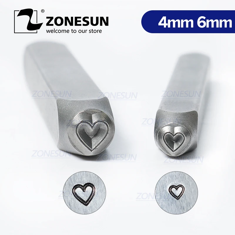 

ZONESUN Heart Jewelry Stamping Metal Custom LOGO Steel Stamps Mold Marking Tool Punch Die For Leather Ring Bracelet Necklace