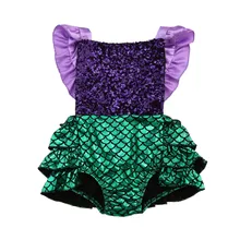 Милый Летний купальный костюм для новорожденных; пляжный комбинезон с блестками и рюшами для маленьких девочек; наряд русалки; пляжный костюм