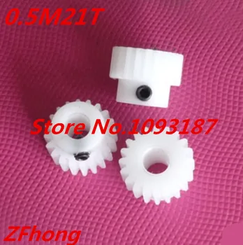 

5pcs 0.5M-21T 21 teeth 0.5m nylon plastic step spur gear bore 3mm,4mm , or 5mm