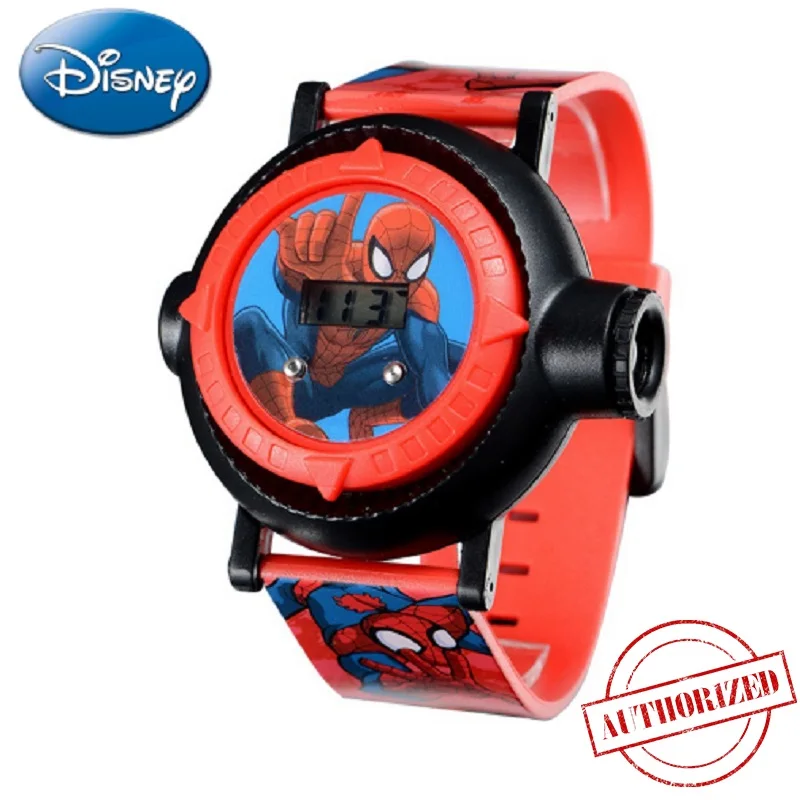 Подлинная MARVEL Человек-паук проекционный светодиодный цифровые часы Детские крутые часы с героями мультфильмов подарок на день рождения Дисней мальчик девочка игрушечные часы - Цвет: RED
