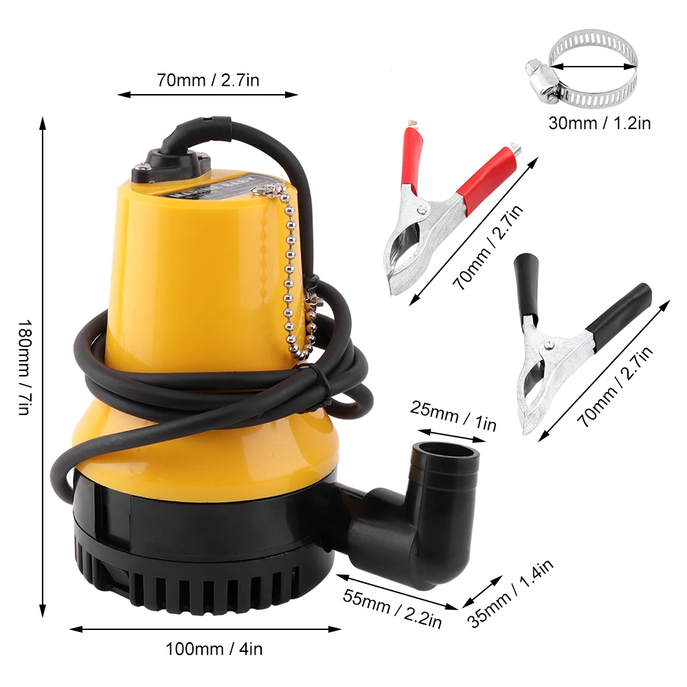 BORUiT DC 12V 50W 4600rmp 6000L/H Portable Mini Submersible Water Pump Car Washing Pond Pool Eletric Pump for Aquarium Fish Tank